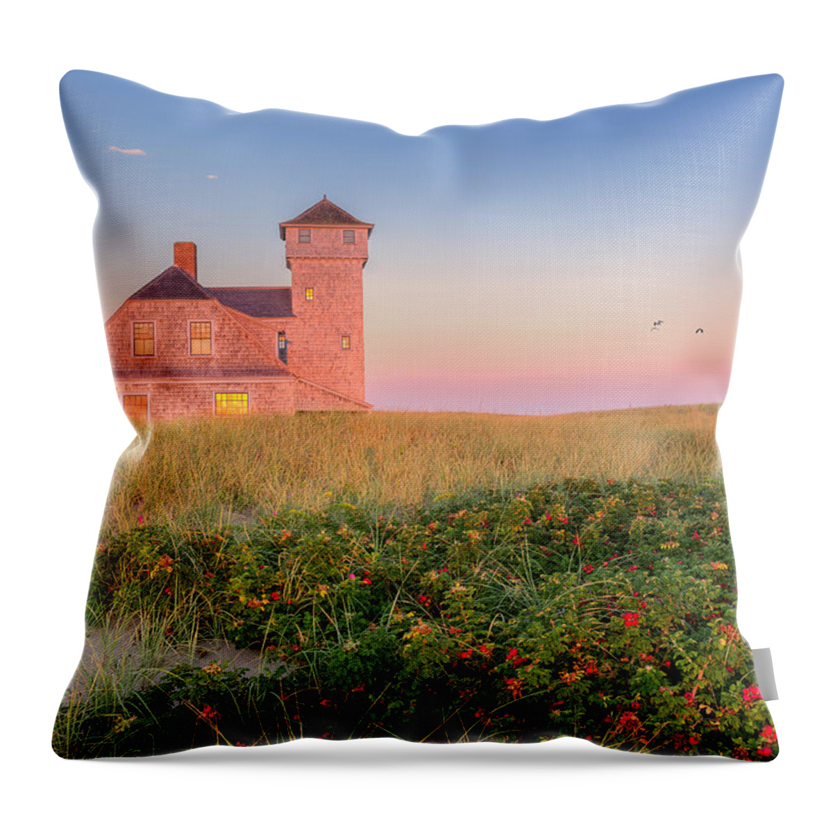 Old Harbor Life Saving Station Throw Pillow featuring the photograph Old Harbor Life-Saving Station Cape Cod by Bill Wakeley