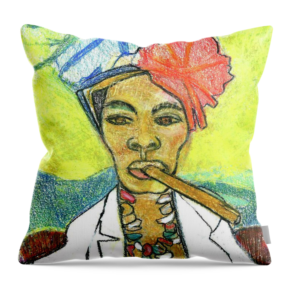 Cuba Throw Pillow featuring the pastel Old Havana by Kippax Williams