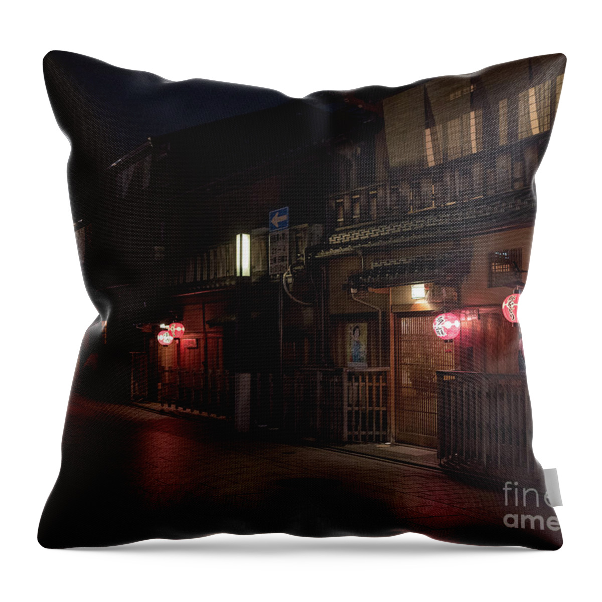 Travel Throw Pillow featuring the photograph Old Kyoto Lanterns, Gion Japan by Perry Rodriguez