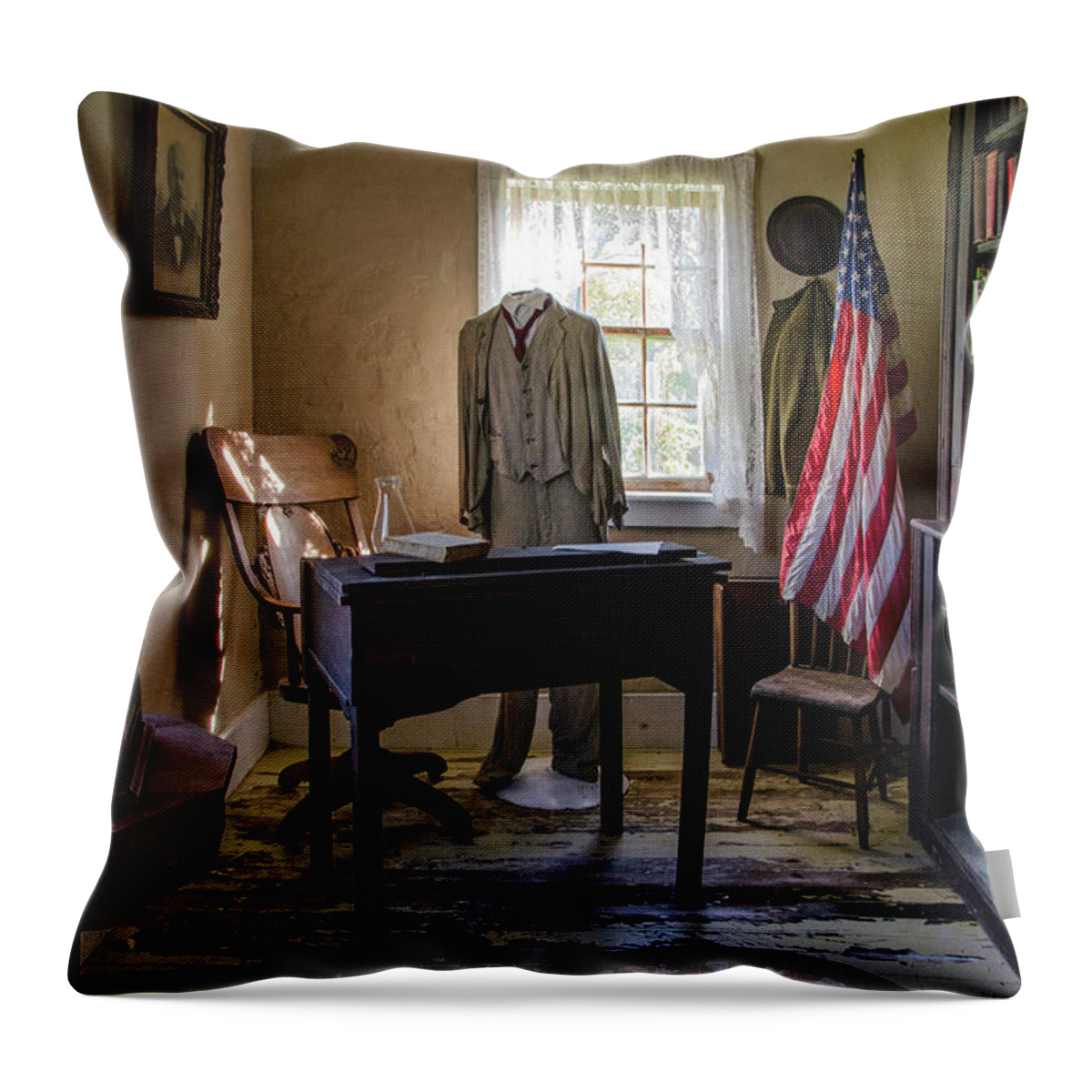 19th Throw Pillow featuring the photograph Old Library by Ann Bridges