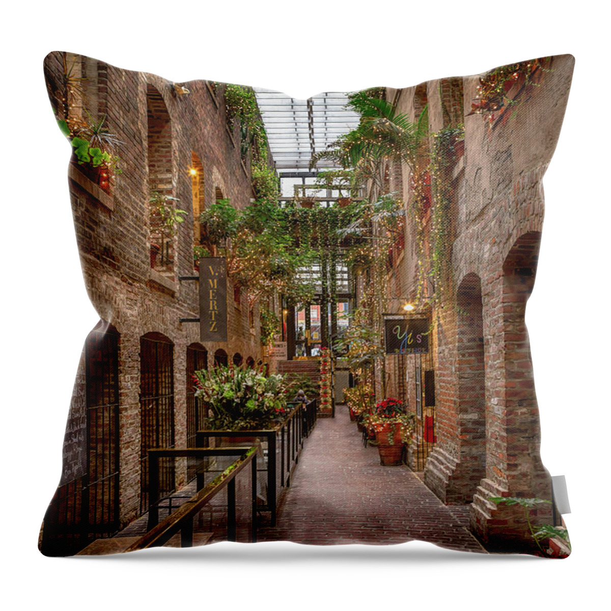Old Market Throw Pillow featuring the photograph Old Market Passageway by Susan Rissi Tregoning