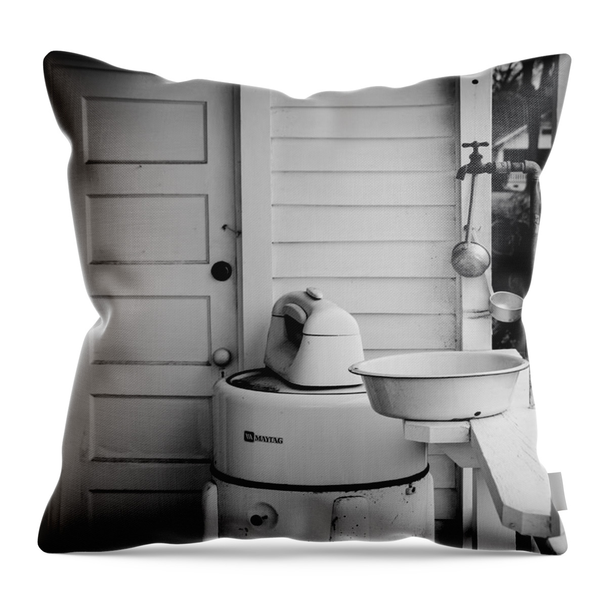  Throw Pillow featuring the photograph Old Maytag Washer by Rodney Lee Williams