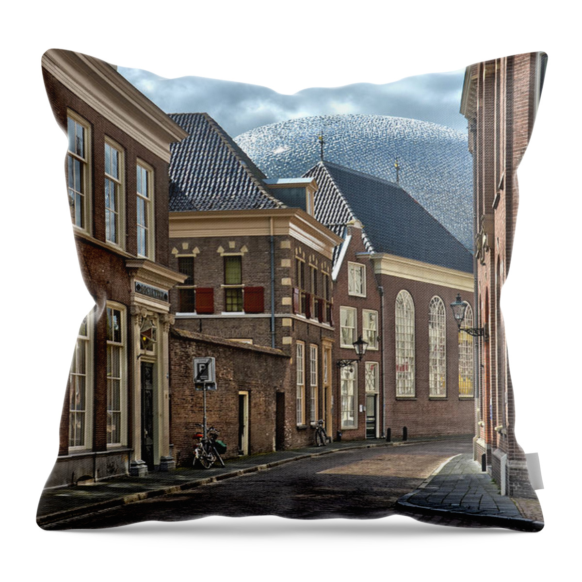 Zwolle Throw Pillow featuring the photograph Old Meets New in Zwolle by Frans Blok