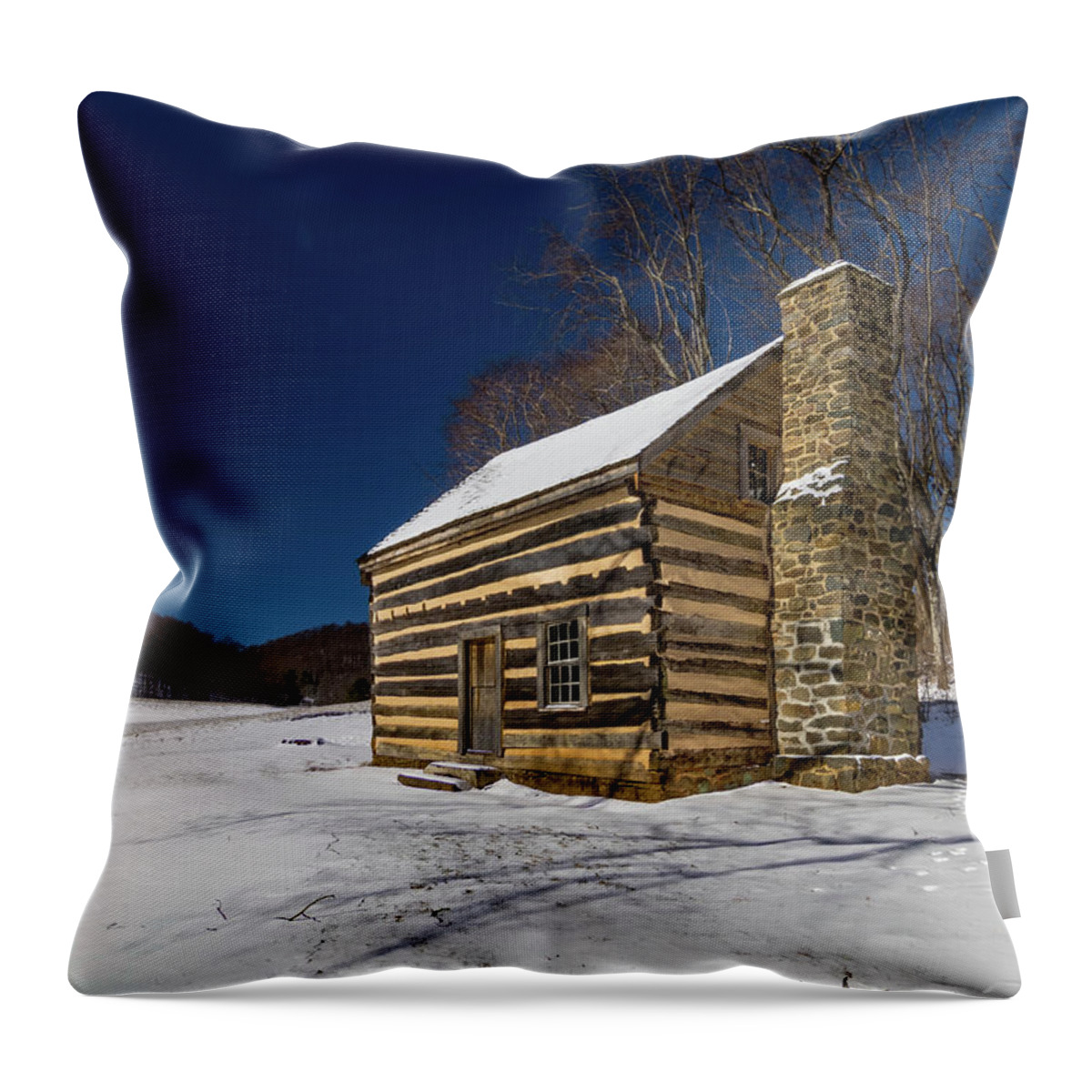 Peaks Of Otter Throw Pillow featuring the photograph Old Mountain Tavern in Winter by Norma Brandsberg