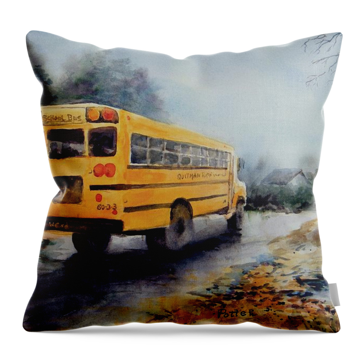 Watercolor Throw Pillow featuring the painting Old Number Three by Virginia Potter