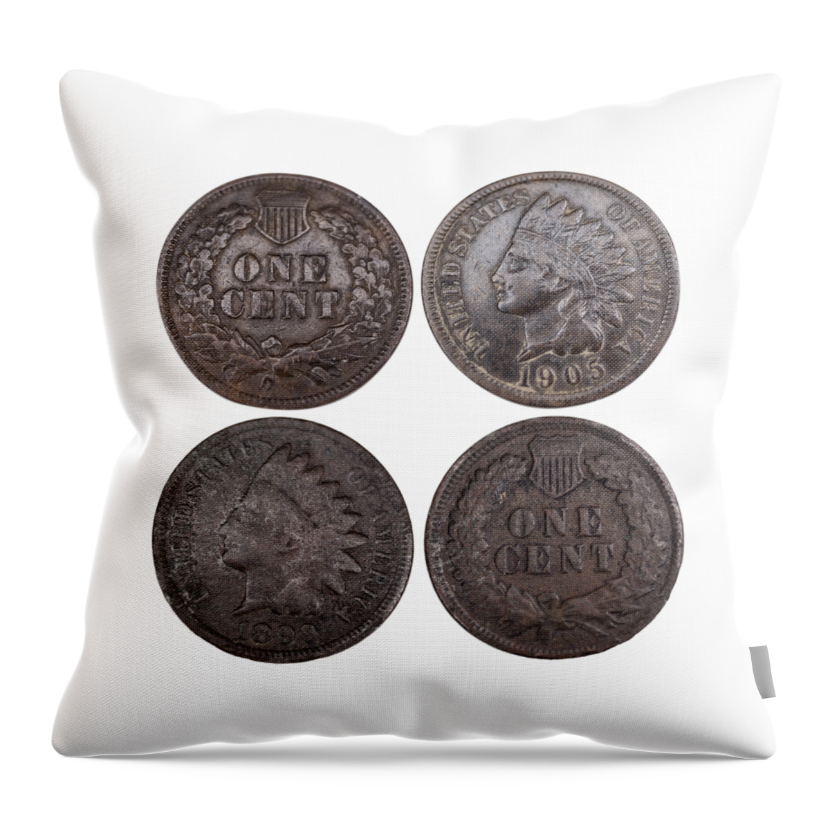 Old Pennies Throw Pillow featuring the photograph Old Pennies 2016-1 by Thomas Young