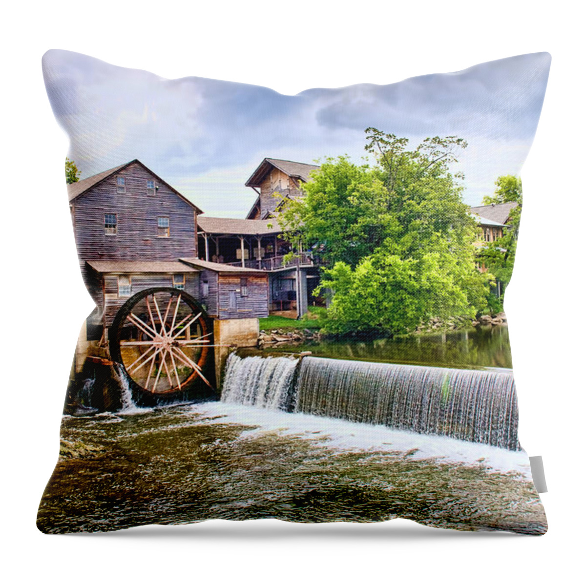 Old Mill Throw Pillow featuring the photograph Old Pigeon Forge Mill by Scott Hansen