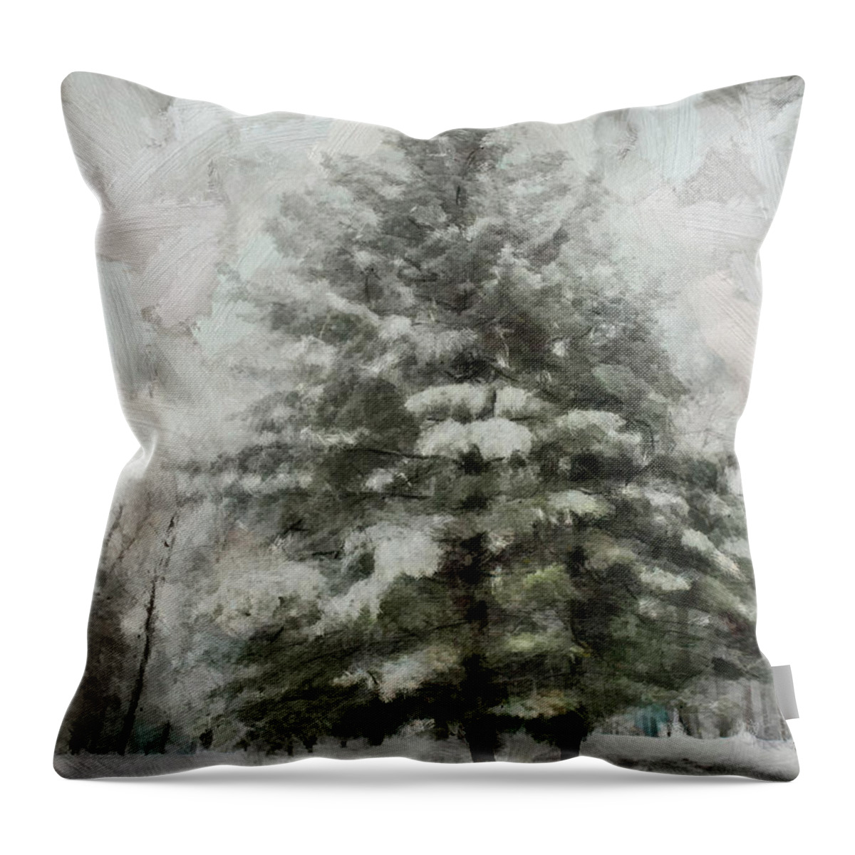 Pine Throw Pillow featuring the mixed media Old Piney by Trish Tritz