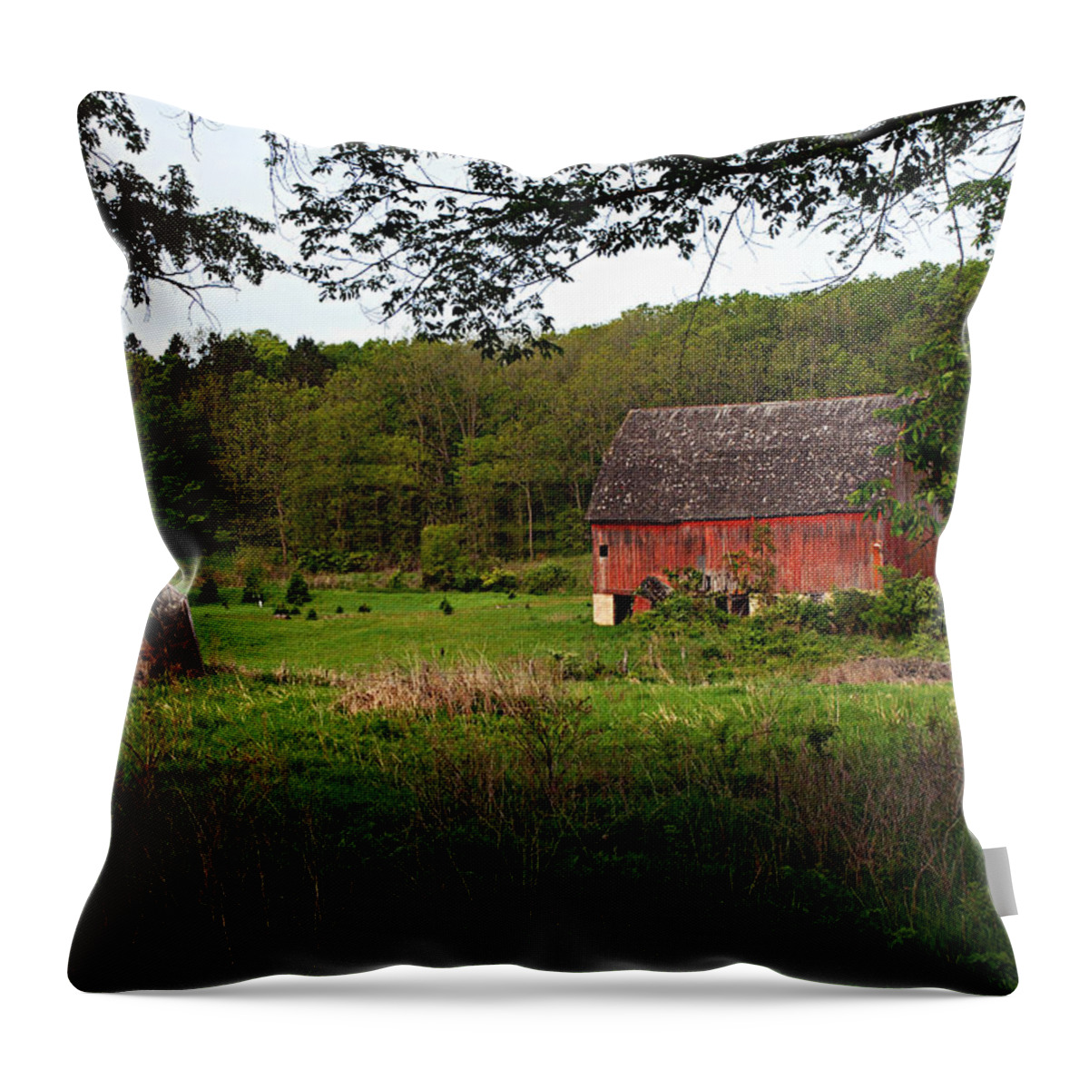 Red Barn Throw Pillow featuring the photograph Old Red Barn 2 by Larry Ricker