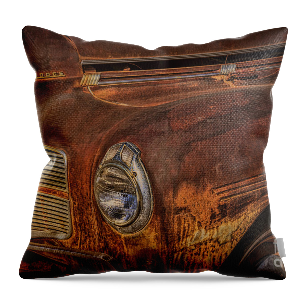 Old Throw Pillow featuring the photograph Old Rusty Dodge by Janice Pariza