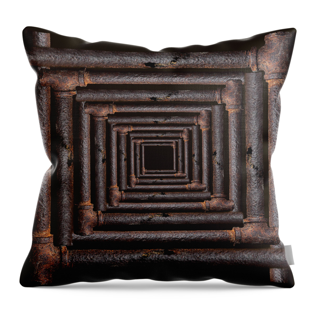 Old Rusty Pipes Throw Pillow featuring the mixed media Old Rusty Pipes by Viktor Savchenko