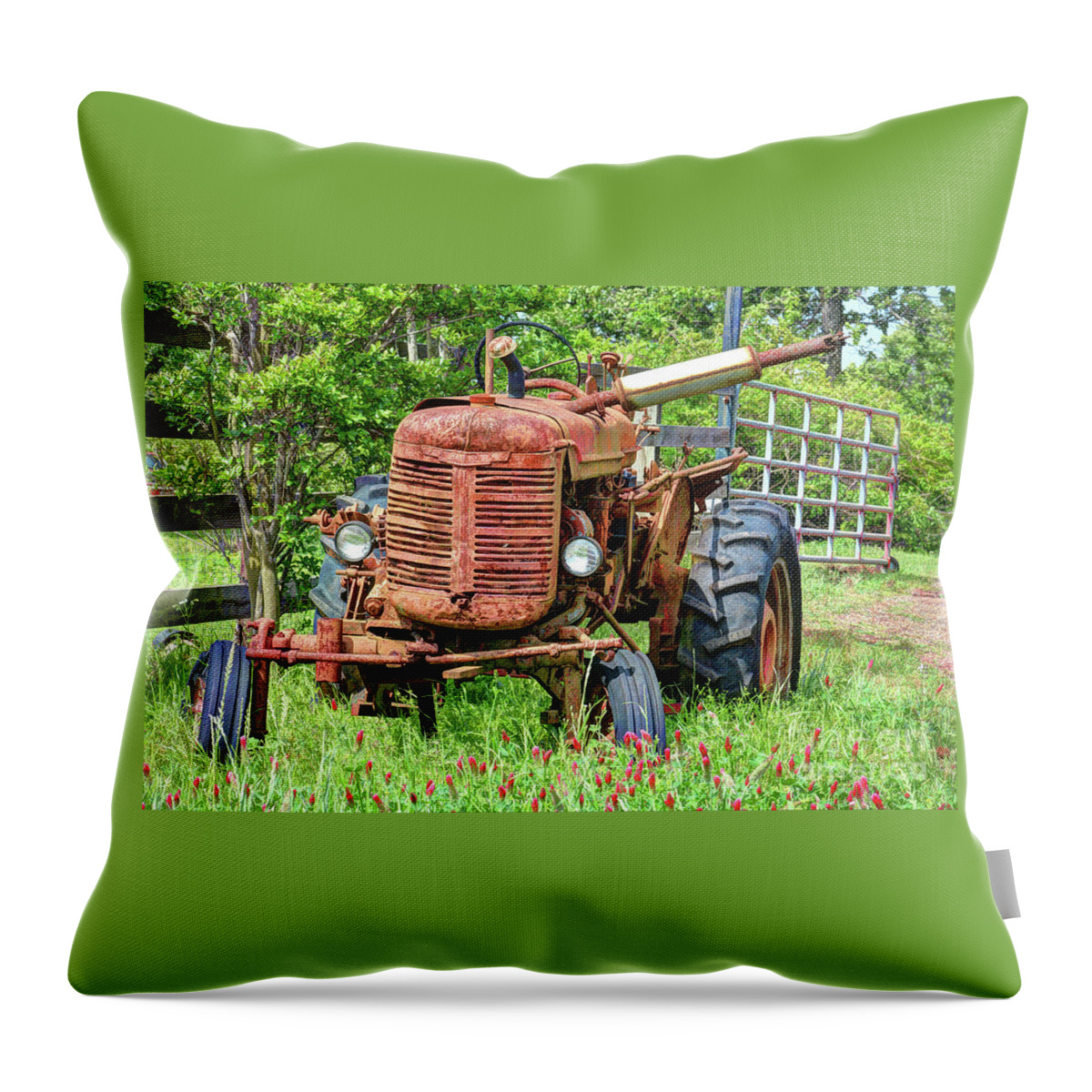 Agriculture Throw Pillow featuring the photograph Old Rusty Tractor by Savannah Gibbs
