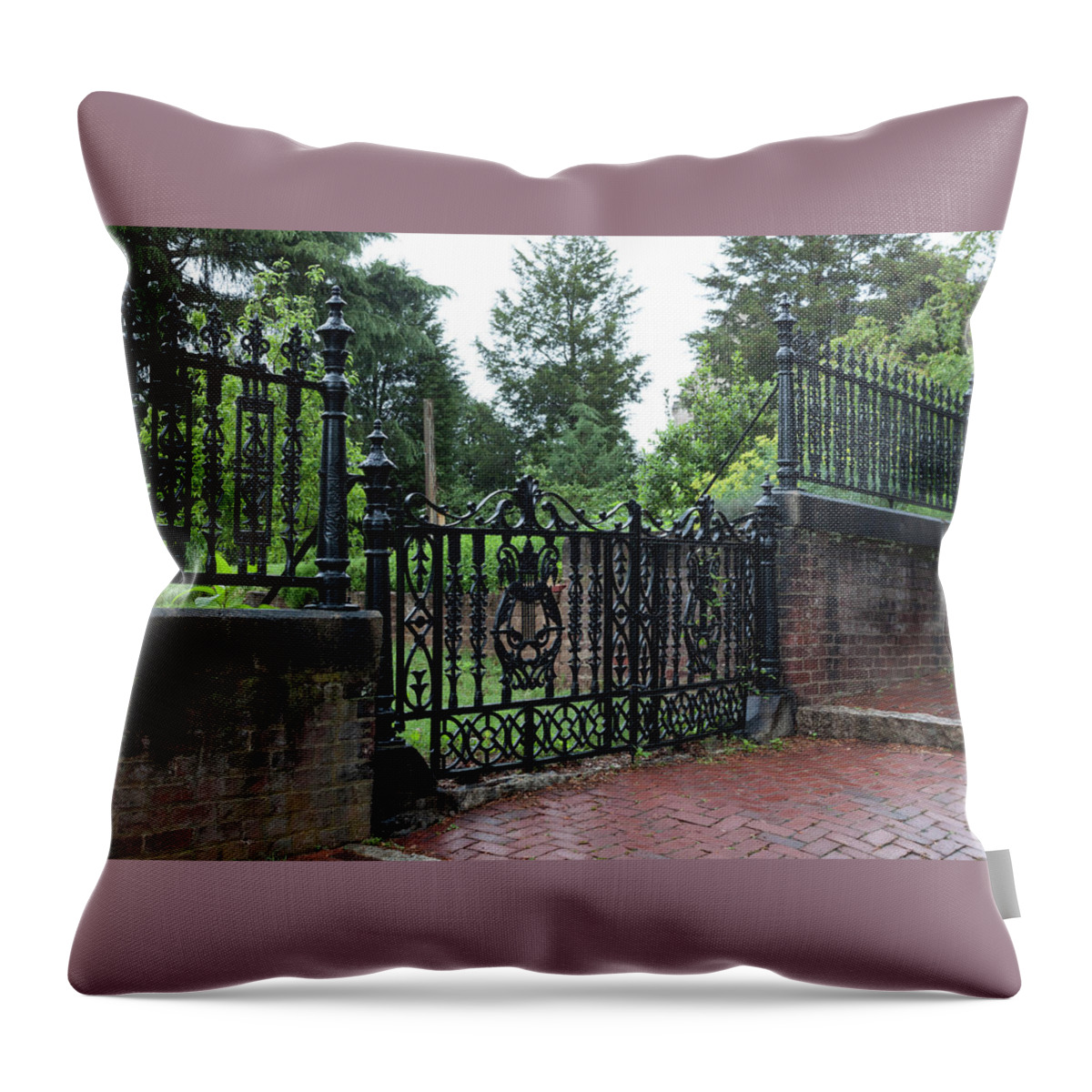 Photograph Throw Pillow featuring the photograph Old Salem Ironwork - Winston Salem Series by Suzanne Gaff