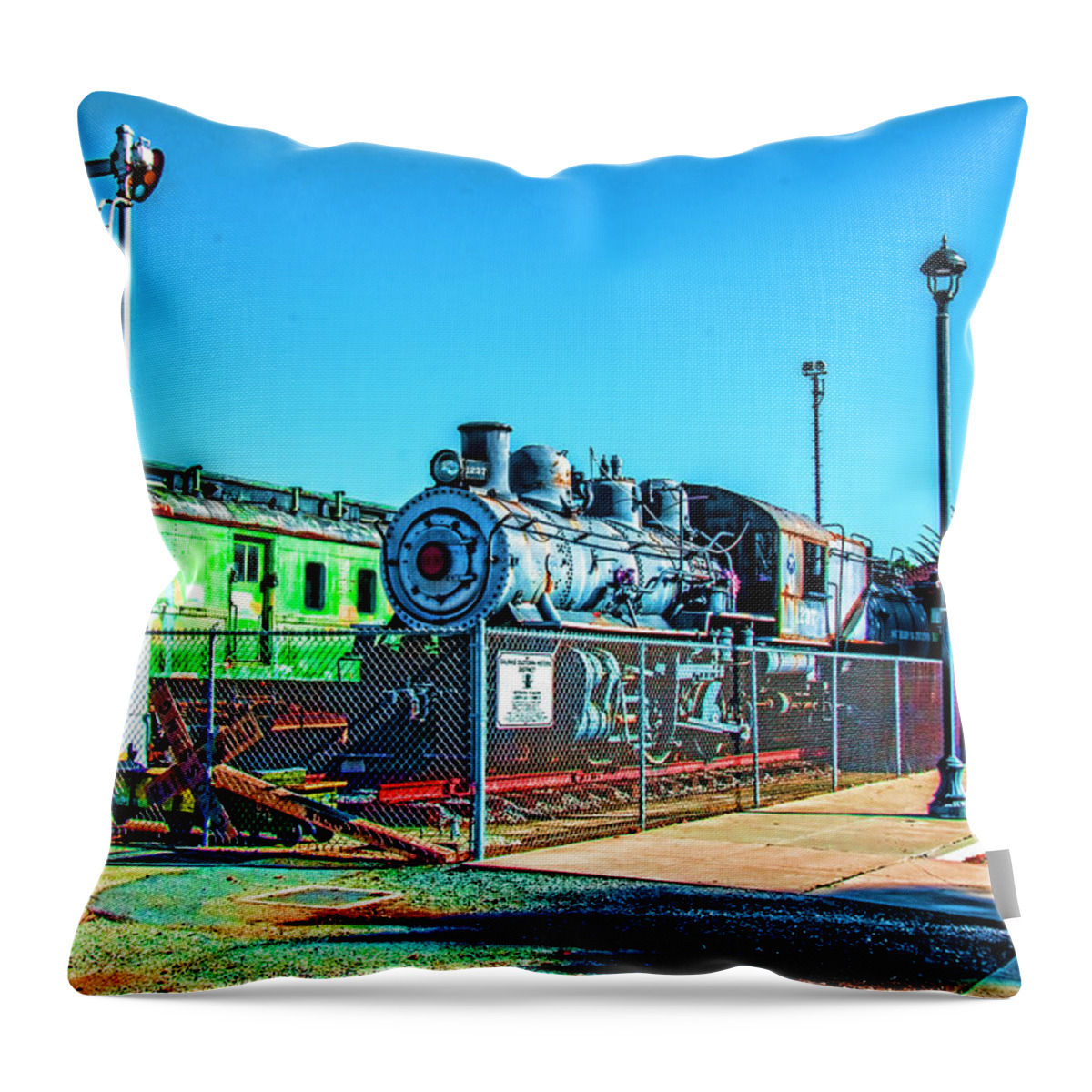 Old Salinas Train Throw Pillow featuring the digital art Old Salinas Cho Cho by Daniel Hebard