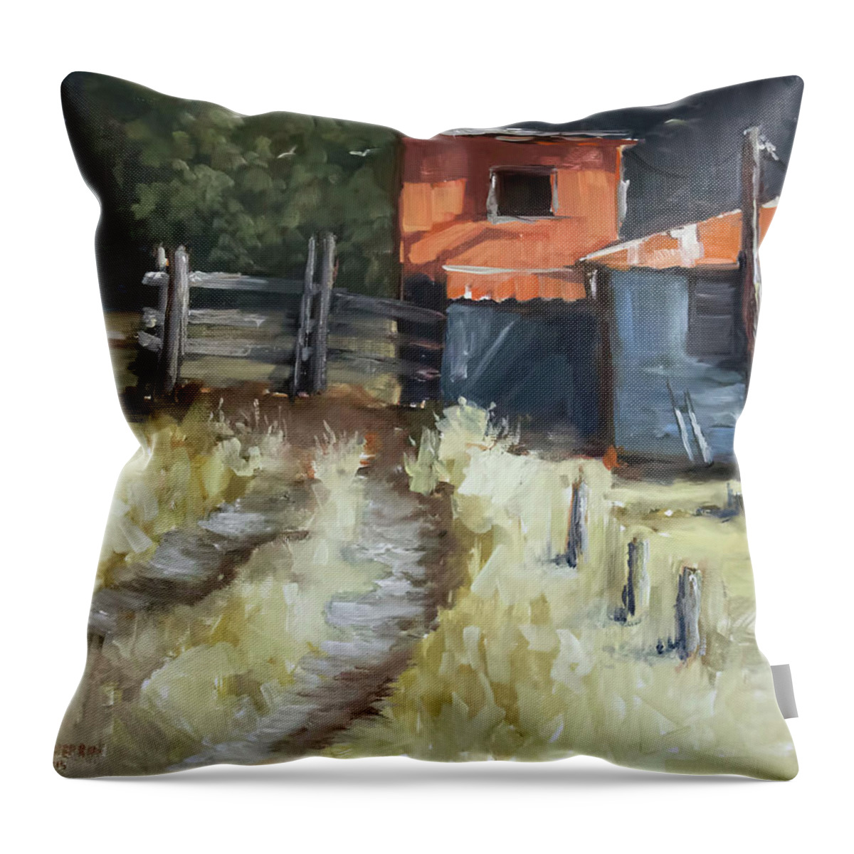Shack Throw Pillow featuring the painting Old Shack by Melissa Herrin