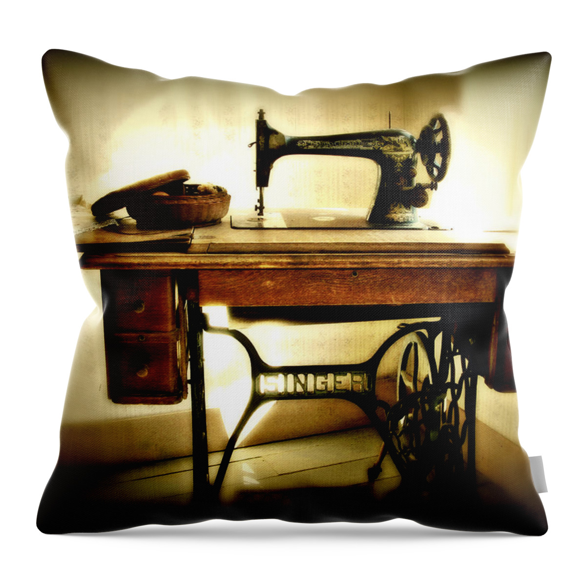 Singer Throw Pillow featuring the photograph Old Singer by Perry Webster