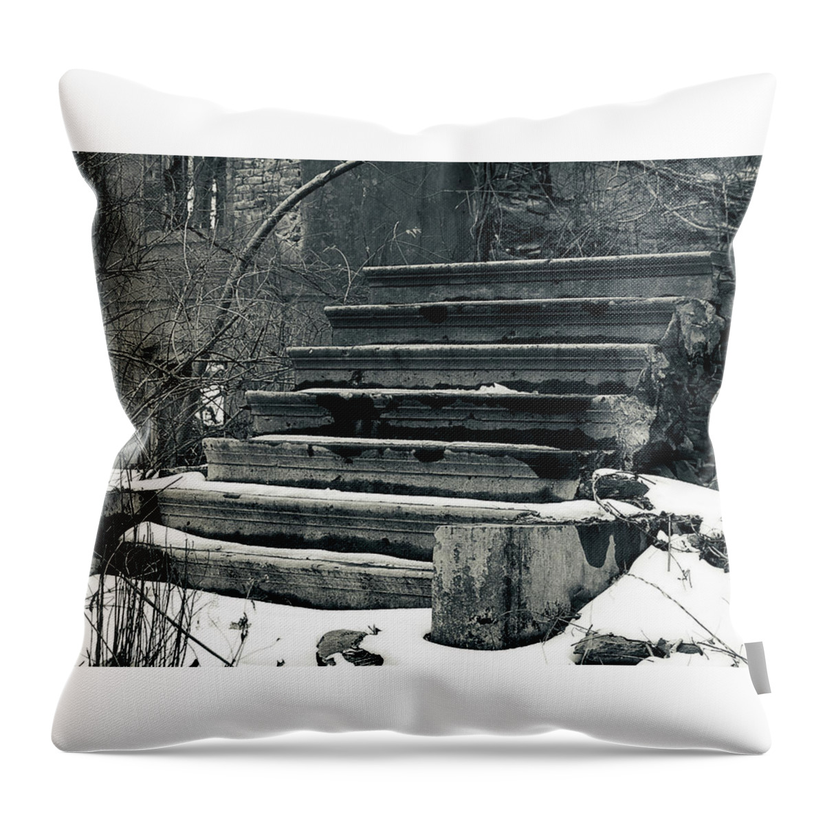 Architecture Throw Pillow featuring the photograph Old Stairs to Nowhere by Jeff Severson