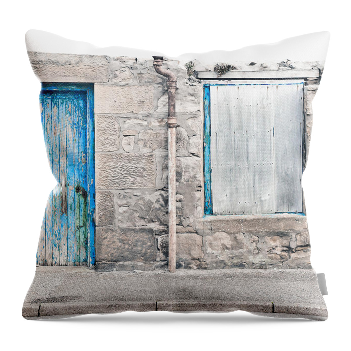 Abandoned Throw Pillow featuring the photograph Old stone cottage by Tom Gowanlock