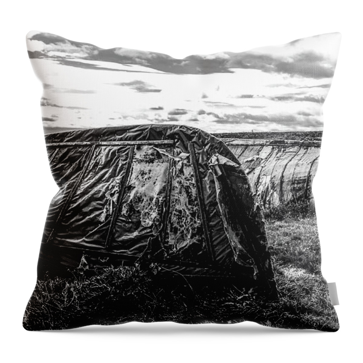 Holy Island Throw Pillow featuring the photograph Old Tarred Boat On Holy Island 2 by Lexa Harpell