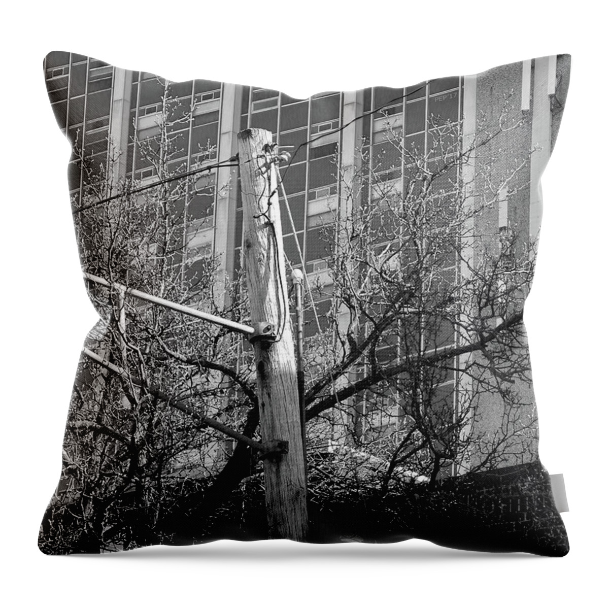 Telephone Pole Throw Pillow featuring the digital art Old Telephone Pole by Phil Perkins