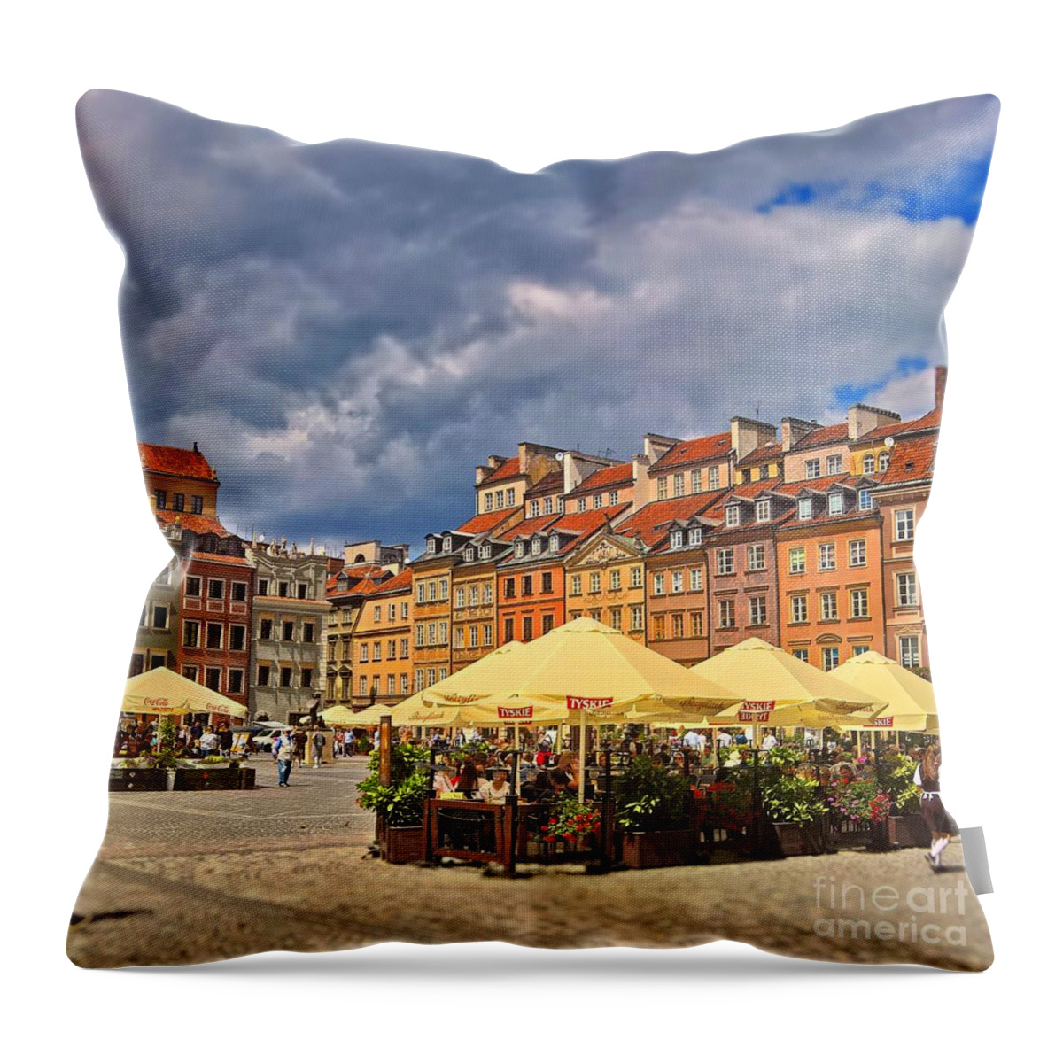 Old Town Throw Pillow featuring the photograph Old Town Square in Warsaw by Agnes Caruso