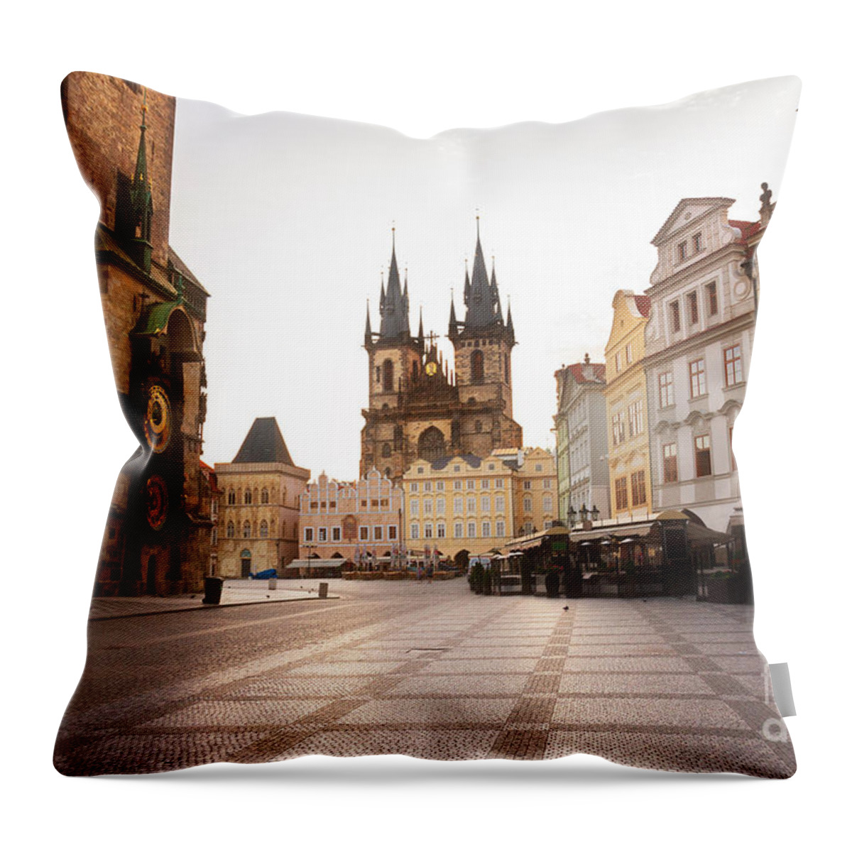 Prague Throw Pillow featuring the photograph Old Town Square of Prague by Anastasy Yarmolovich