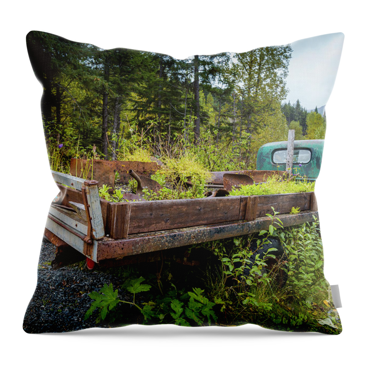 Truck Throw Pillow featuring the photograph Old Truck at Crow Creek Mine by Eva Lechner