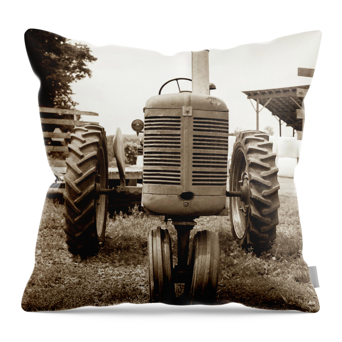 Cornish Throw Pillow featuring the photograph Old Vintage Tractor Cornish New Hampshire by Edward Fielding