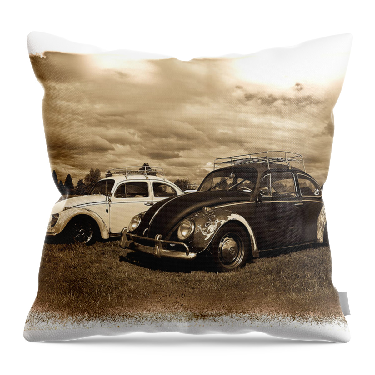 Vw Bug Throw Pillow featuring the photograph Old VW Beetles by Steve McKinzie