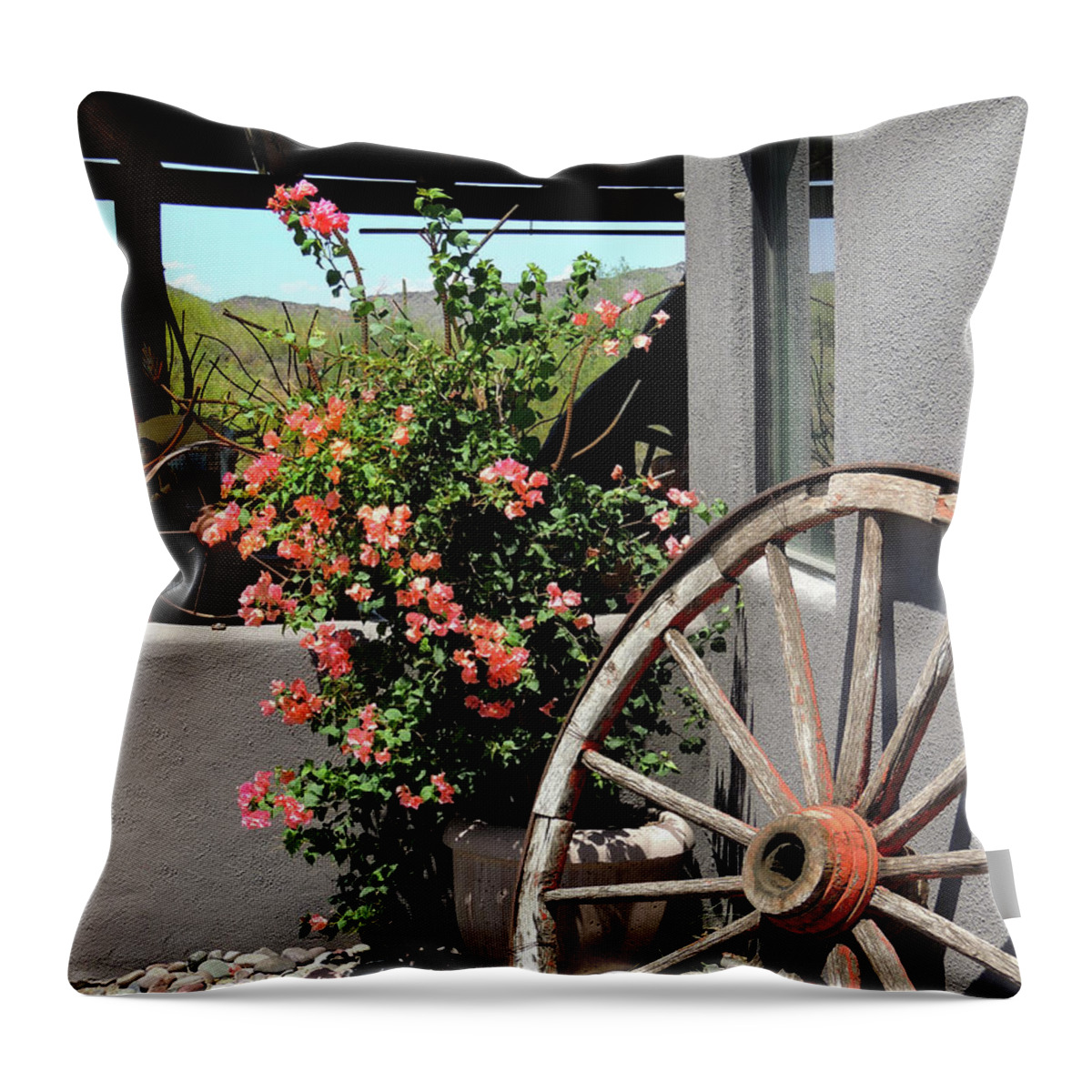 Gift Shop Throw Pillow featuring the photograph Old Wagon Wheel by Gordon Beck