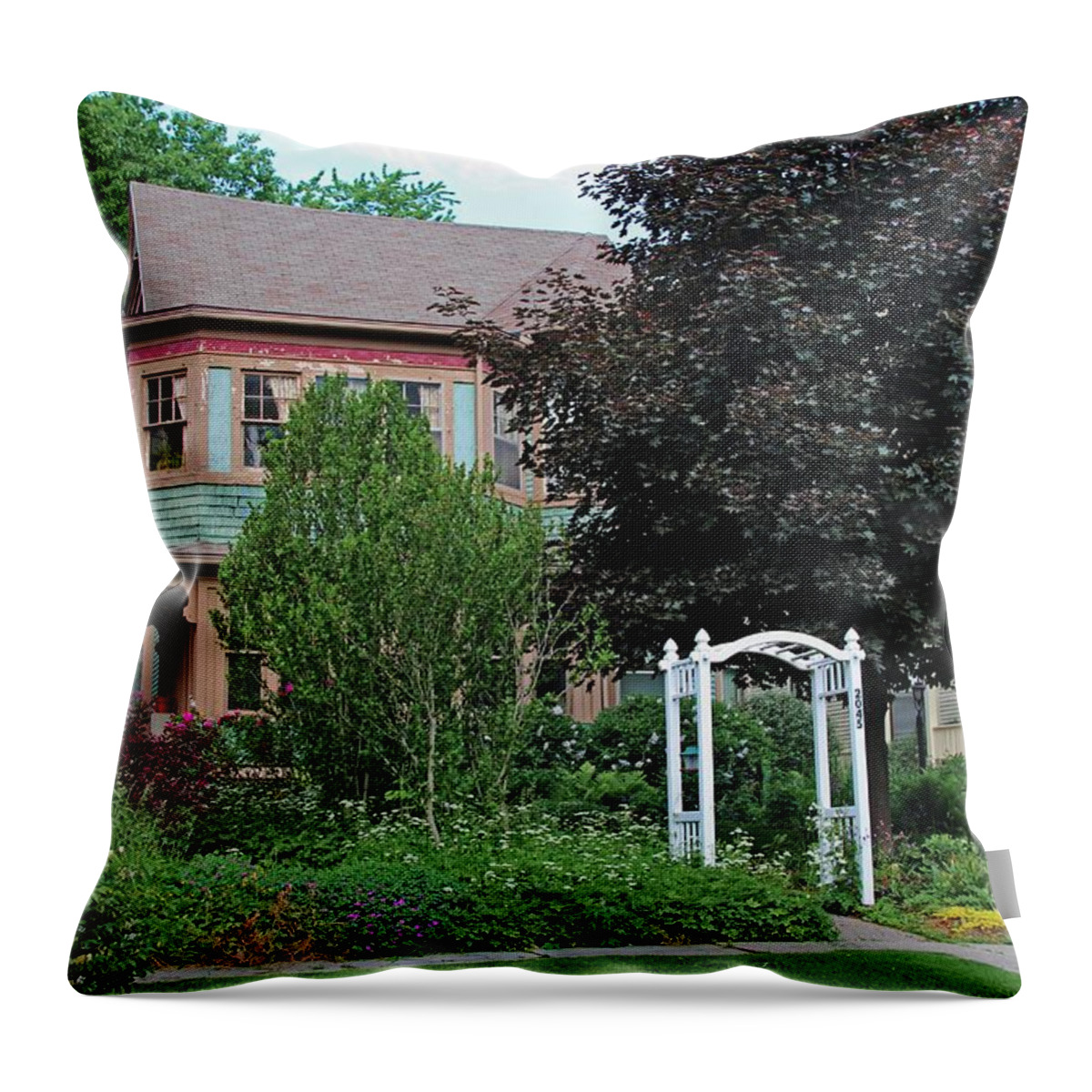 Old West End Throw Pillow featuring the photograph Old West End Pink 9 by Michiale Schneider
