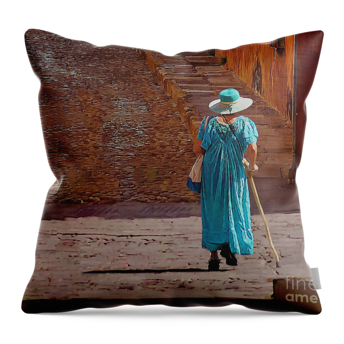 John+kolenberg Throw Pillow featuring the photograph A Woman Walking Home by John Kolenberg