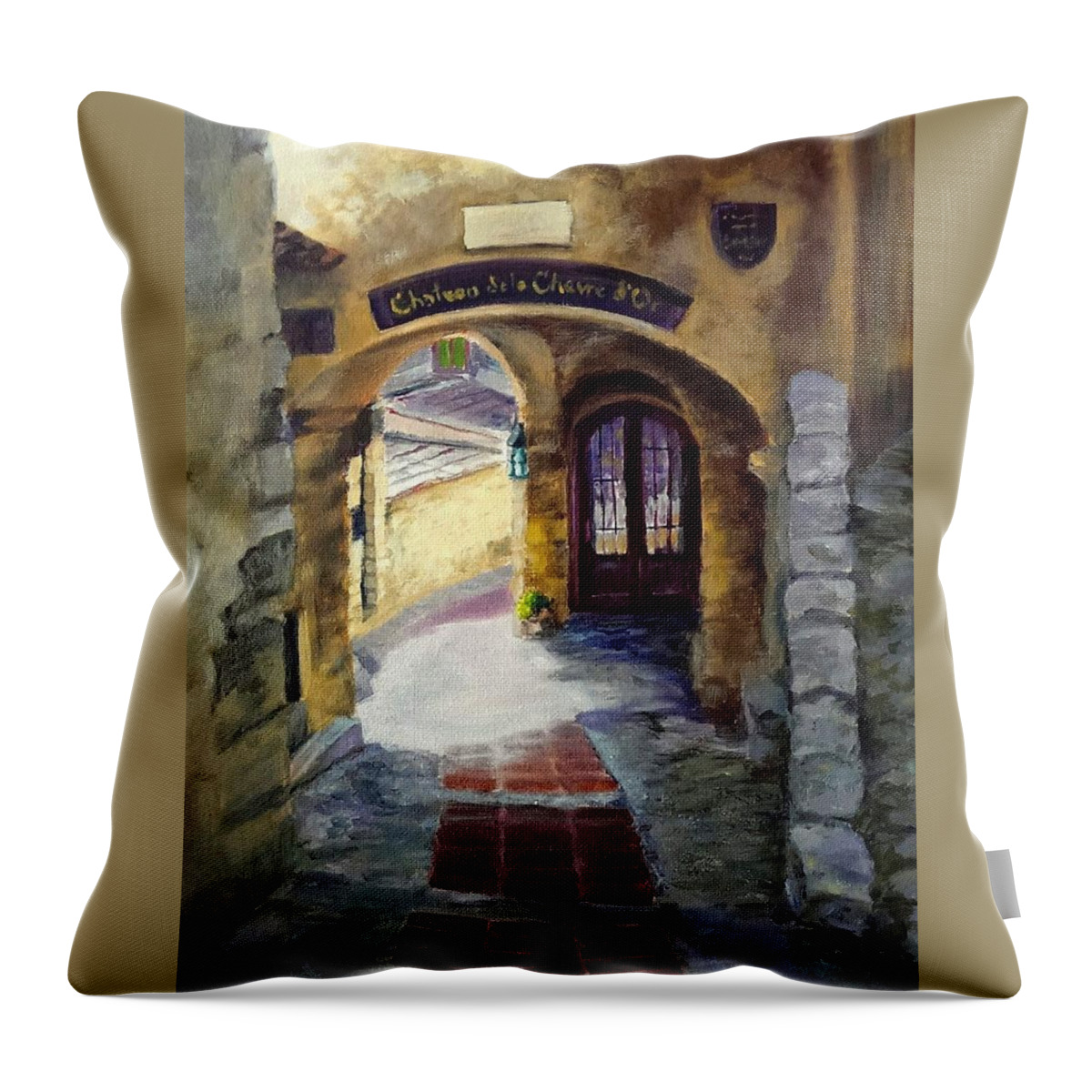 St. Paul De Vence Throw Pillow featuring the painting Old World Passage by Connie Schaertl