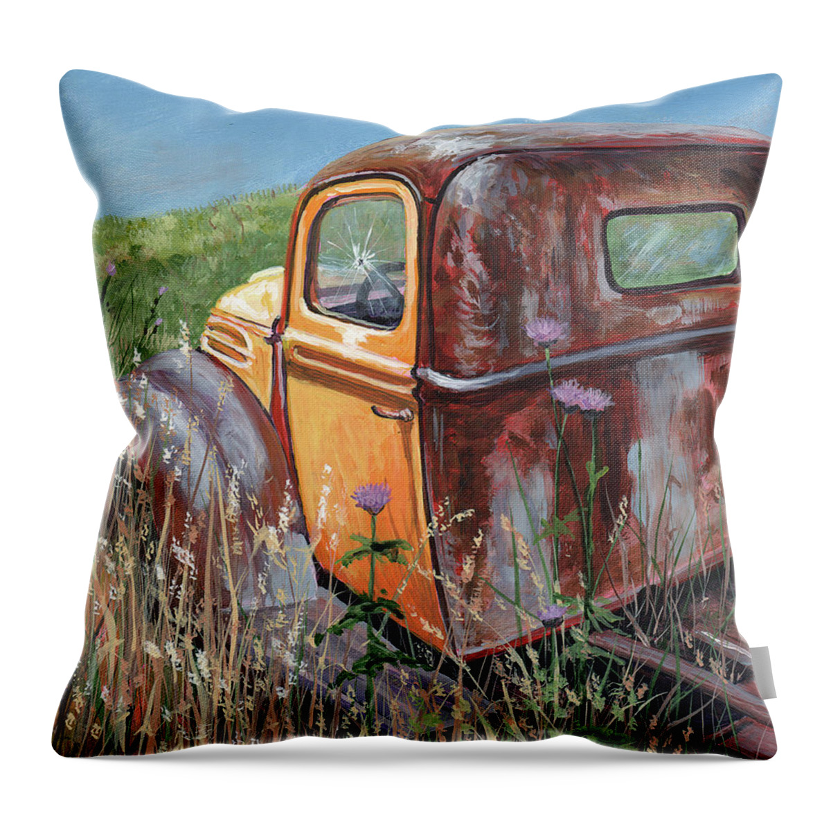 Timithy Throw Pillow featuring the painting Old yellow by Timithy L Gordon