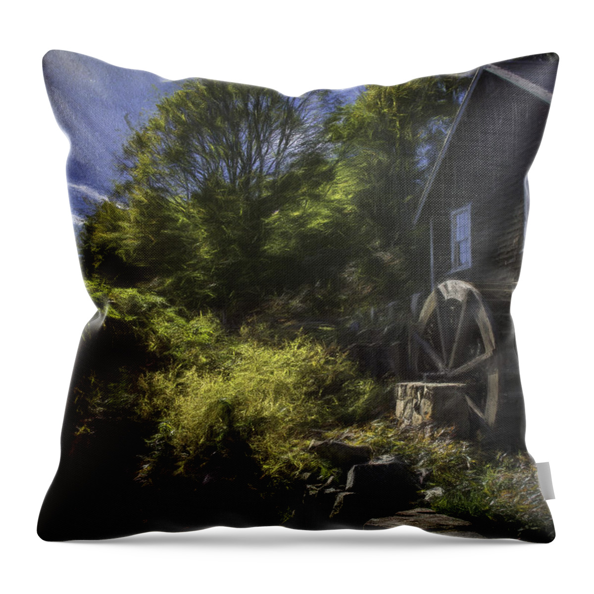 Grist Mill Throw Pillow featuring the photograph olde Grist Mill by Mary Clough