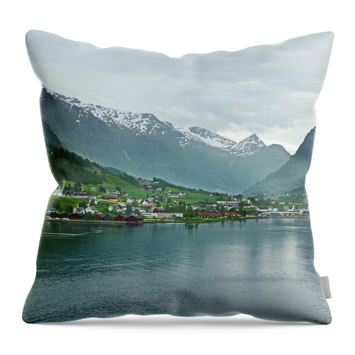 Olden Fjords Throw Pillow featuring the photograph Olden On Nordfjord by Terence Davis