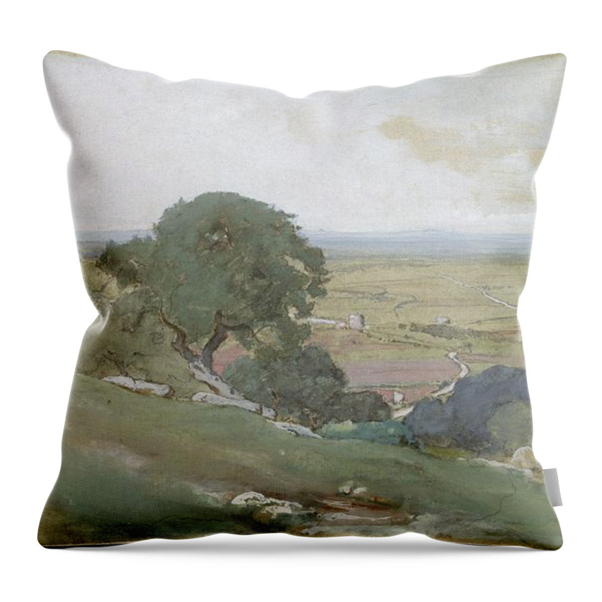 Olive Trees At Tivoli Throw Pillow featuring the painting Olive Trees at Tivoli by MotionAge Designs