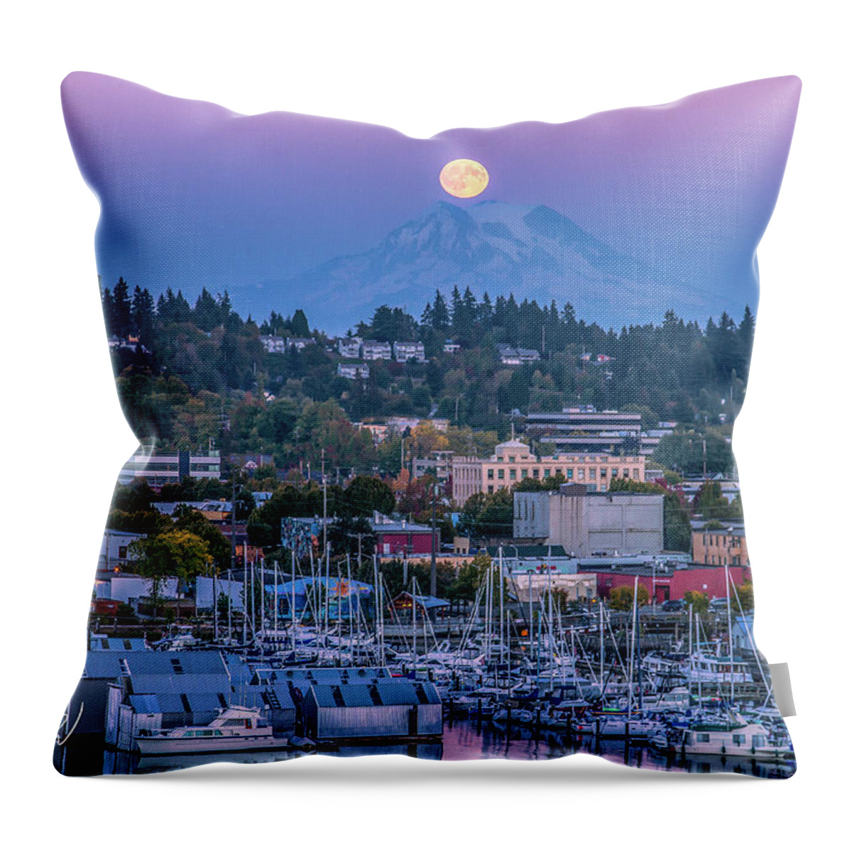Full Moon Throw Pillow featuring the photograph Olympia Full Moon 2 by Mark Joseph