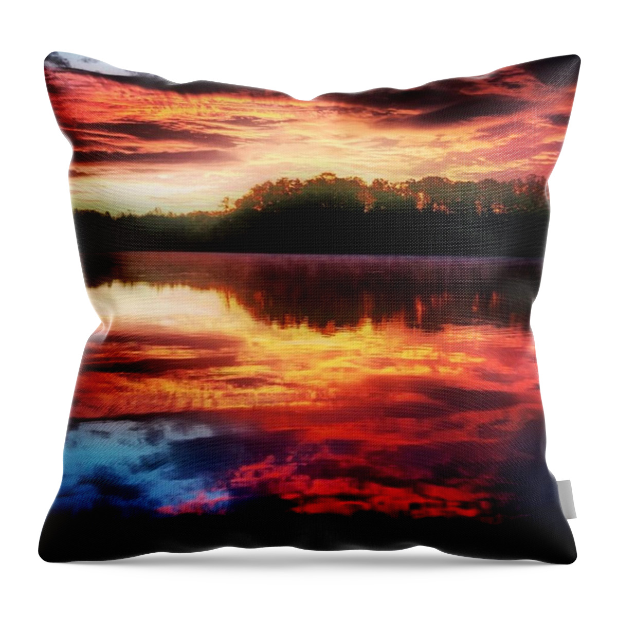 Beautiful Throw Pillow featuring the photograph Omega Institute - Lake On Fire by Gary Sumner