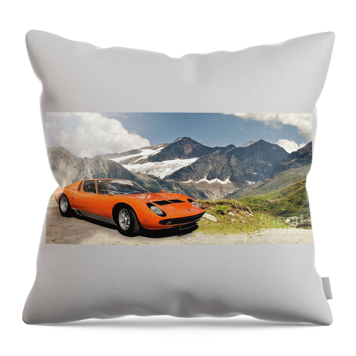Lamborghini Throw Pillow featuring the photograph On days like these when skies are blue and fields are green by Roger Lighterness