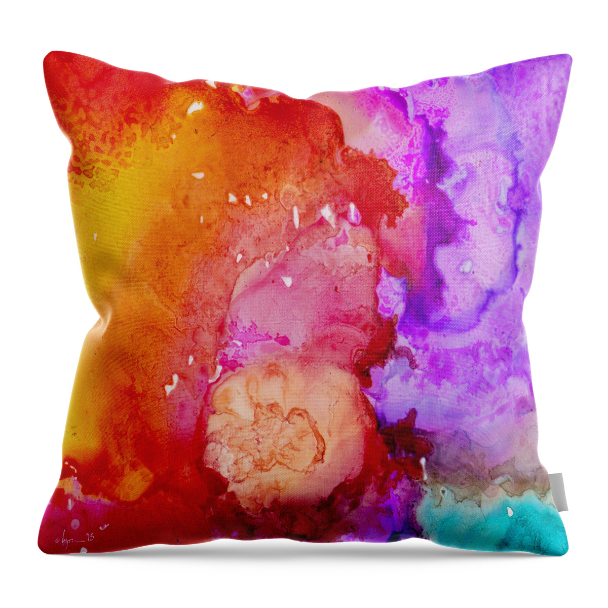 Tropical Throw Pillow featuring the painting On Fire by Angela Treat Lyon