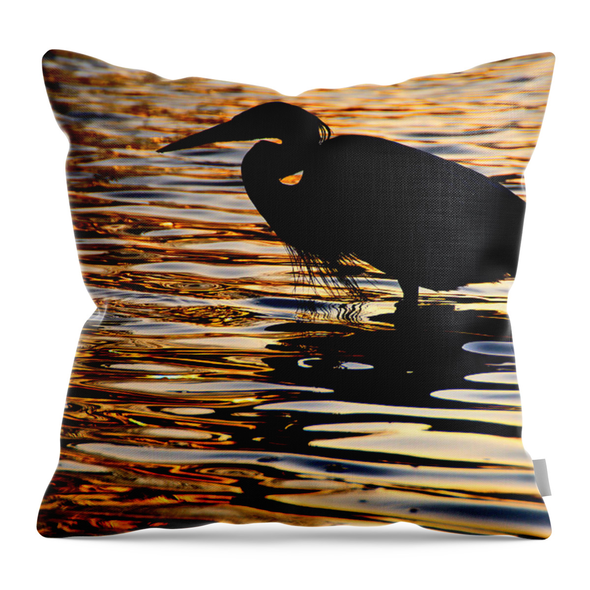 Birds Throw Pillow featuring the photograph On Golden Pond by Neil Shapiro