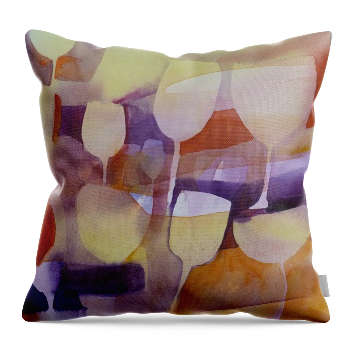 Tulips Throw Pillow featuring the painting On ne voit que des Tulipes by Donna Acheson-Juillet