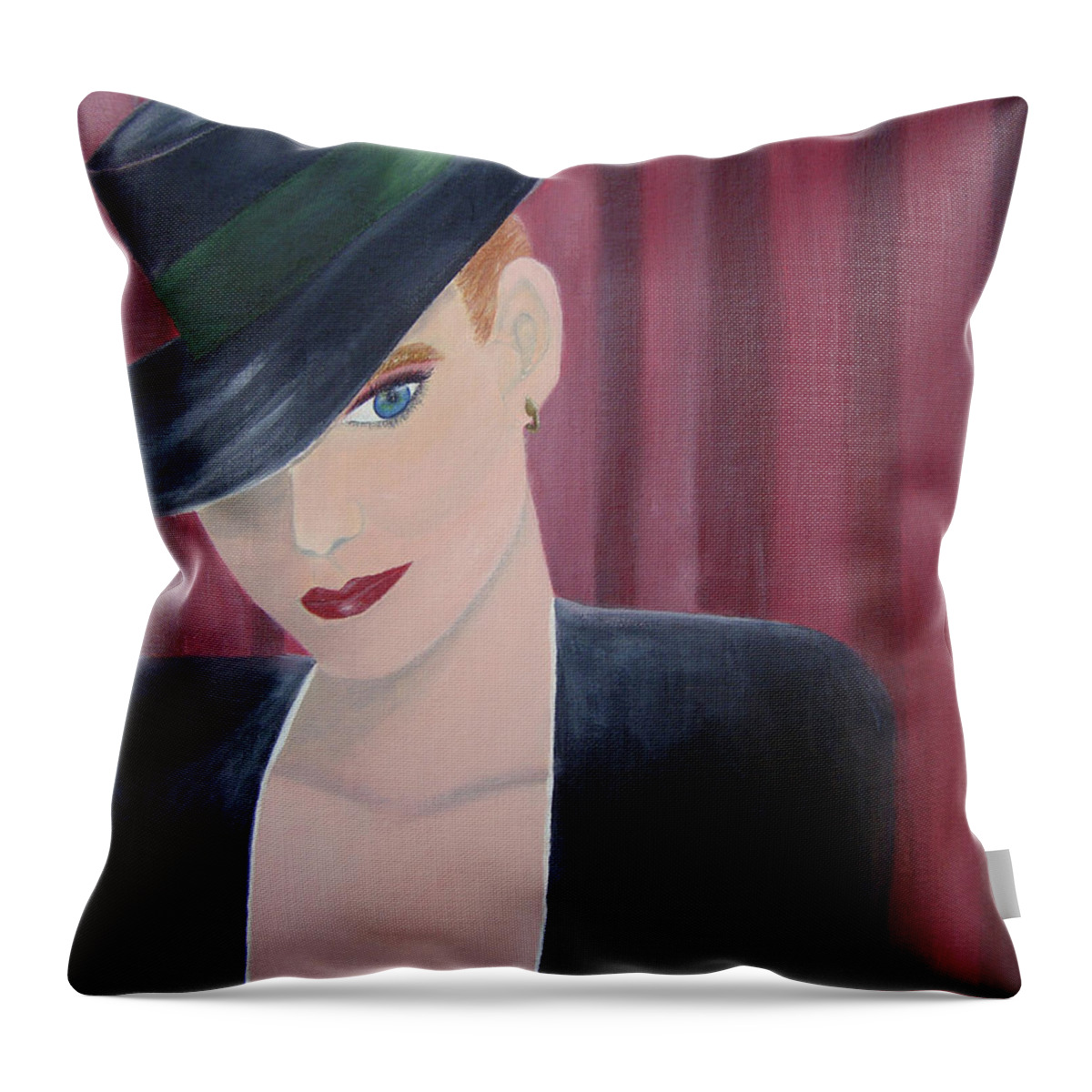Woman Throw Pillow featuring the painting On Stage by Donna Blackhall