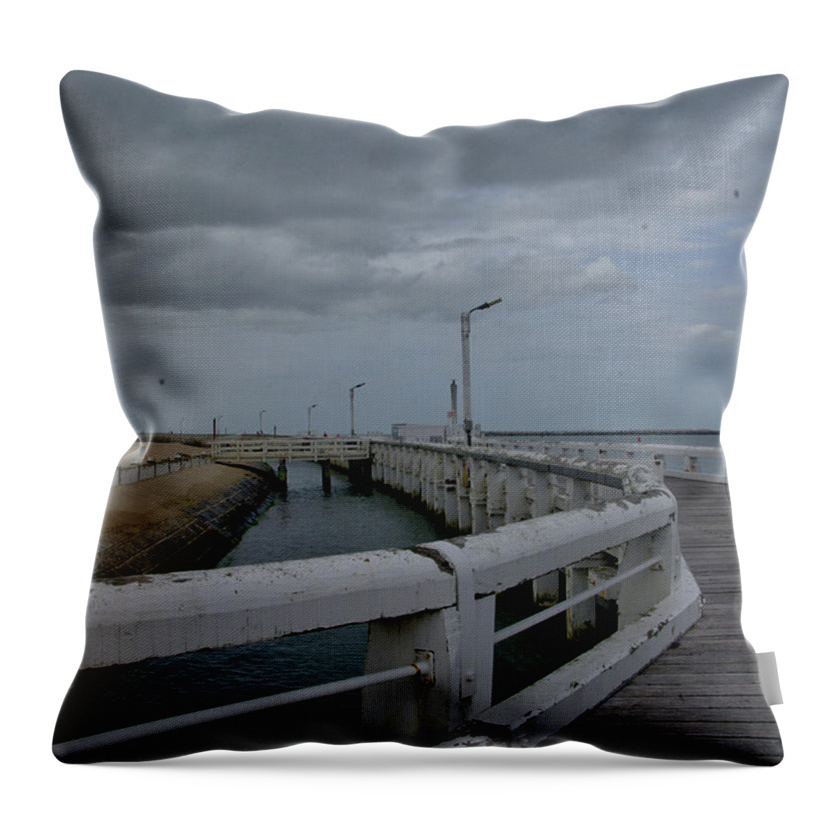Belgium Throw Pillow featuring the photograph On the boardwalk by Ingrid Dendievel