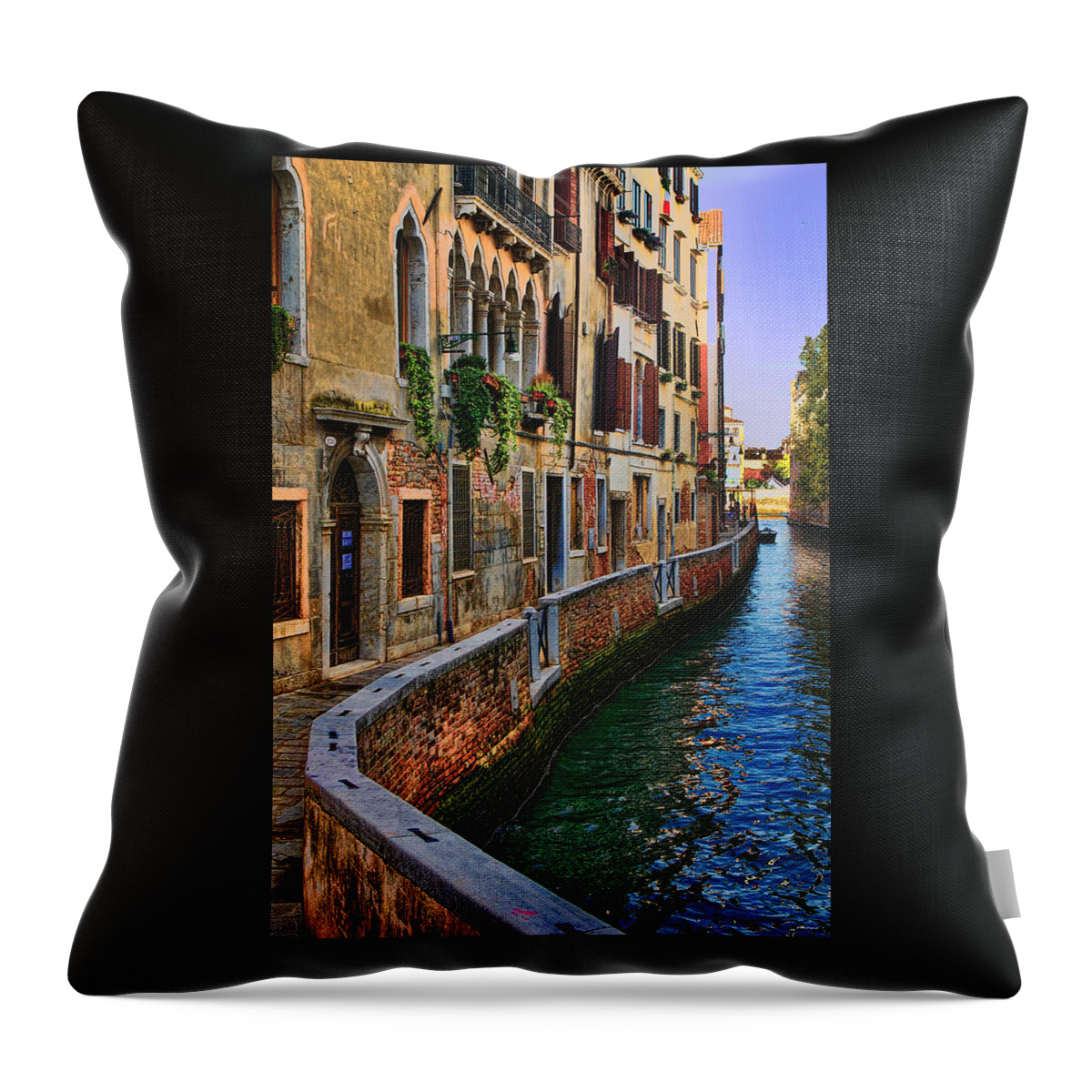 Water Reflection Photo Throw Pillow featuring the photograph On the Canal-Venice by Tom Prendergast