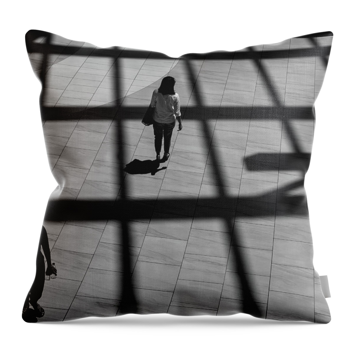 B&w Throw Pillow featuring the photograph On the Grid by Eric Lake
