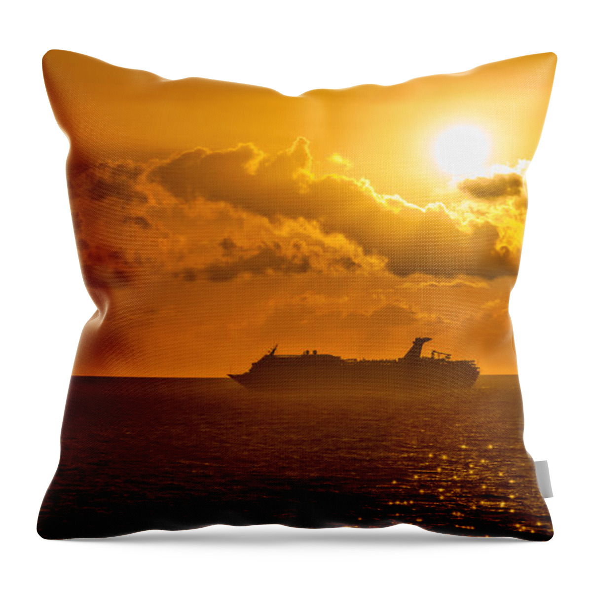 Ship Throw Pillow featuring the photograph On the Horizon by Christopher Holmes