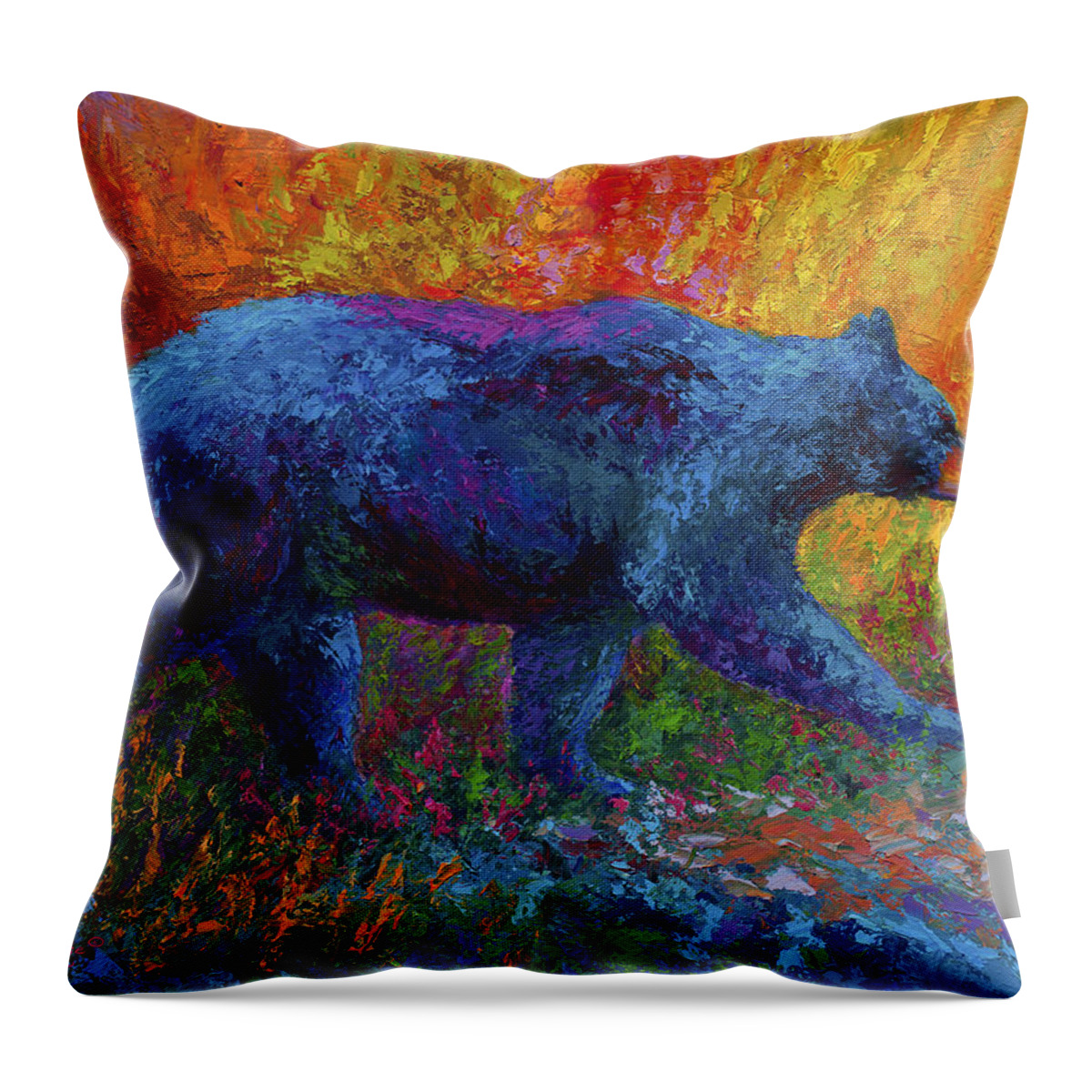 Black Throw Pillow featuring the painting On The Move by Marion Rose