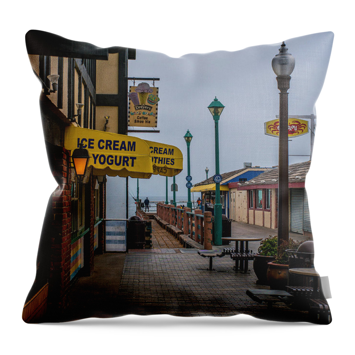  Throw Pillow featuring the photograph On the Pier by Michael Hope